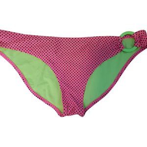 Bamboo Island Retro Hot Pink Polka Dot Low Rise Bikini Bottom